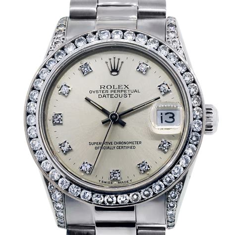 rolex president white gold diamond bezel|18k gold rolex with diamonds.